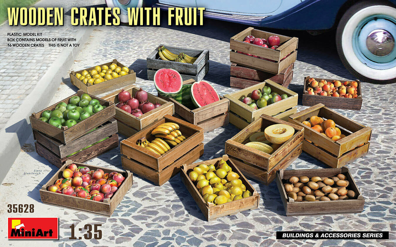 Liimitav mudel MiniArt 35628 Wooden Crates with Fruit 1/35 цена и информация | Liimitavad mudelid | kaup24.ee