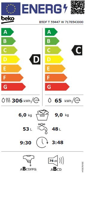 Beko B5DF T 59447 W цена и информация | Pesumasinad | kaup24.ee