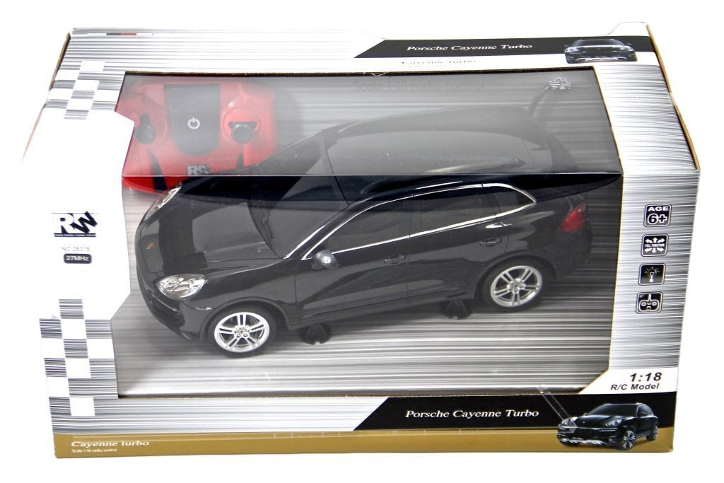 Raadio teel juhitav auto Porsche Cayenne Turbo, must цена и информация | Poiste mänguasjad | kaup24.ee