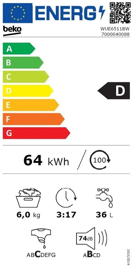 Beko WUE6511BW цена и информация | Pesumasinad | kaup24.ee