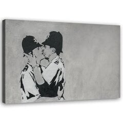 Настенный плакат Banksy граффити Поцелуй полицейских Декор интерьера - 60 х 43 см цена и информация | Картины, живопись | kaup24.ee