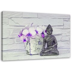 Seinapilt Buddha lillega цена и информация | Настенные деревянные декорации | kaup24.ee