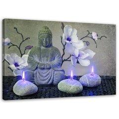 Seinapilt Buddha koos orhideede ja küünaldega цена и информация | Картины, живопись | kaup24.ee
