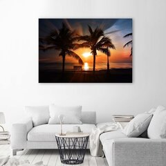 Seinapilt Palmid mere ääres päikeseloojangul hind ja info | Seinapildid | kaup24.ee