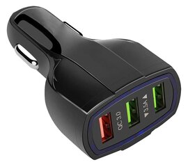 Автомобильное Зарядное Устройство Qc 3.0 3Xusb Черный цена и информация | Зарядные устройства для телефонов | kaup24.ee