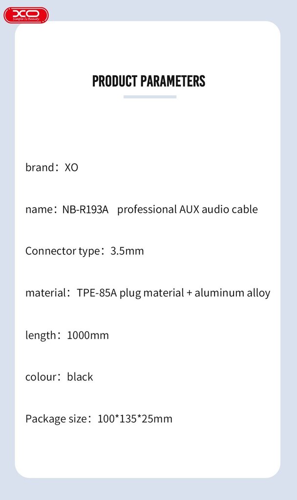 Xo cable audio NB-R193A jack 3,5mm - Lightning 1,0 m black hind ja info | Kaablid ja juhtmed | kaup24.ee