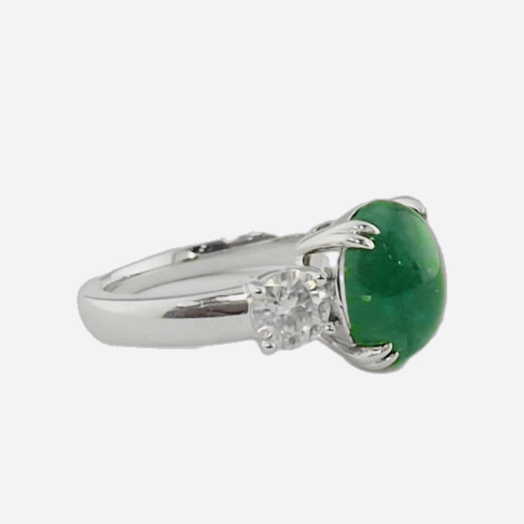 Naiste hõbesõrmus loodusliku smaragdiga ja Moissanite'idega hind ja info | Sõrmused | kaup24.ee