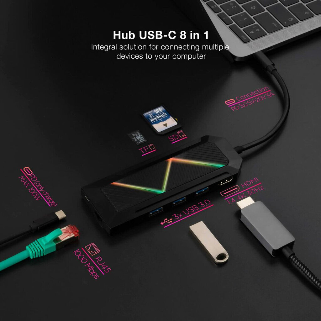 USB-jaotur Nanocable 10.16.0801 hind ja info | USB jagajad, adapterid | kaup24.ee