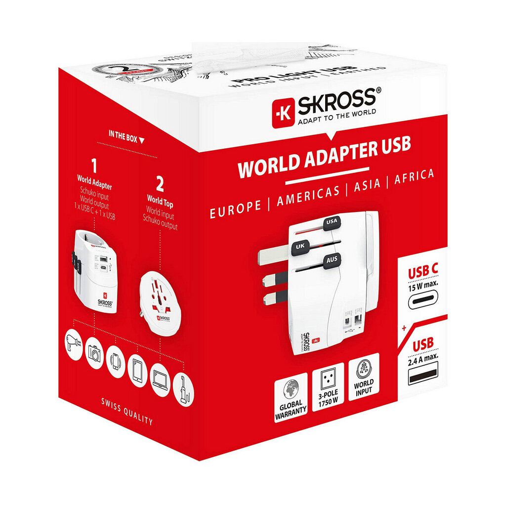 Universaalne reisi toiteadapter Skross 1302472 цена и информация | USB jagajad, adapterid | kaup24.ee