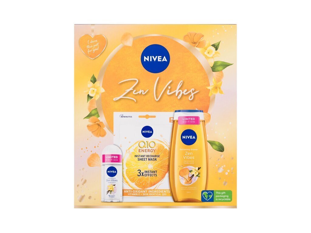 Kosmeetikakomplekt Nivea: tekstiilist näomask + dušigeel, 250 ml + antiperspirant, 50 ml hind ja info | Dušigeelid, õlid | kaup24.ee