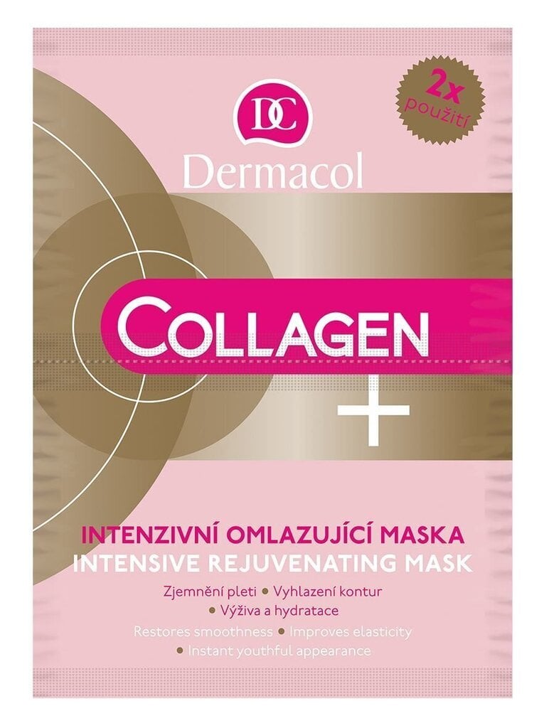 Noorendav näomask Dermacol Collagen + 2 x 8 g цена и информация | Näomaskid, silmamaskid | kaup24.ee