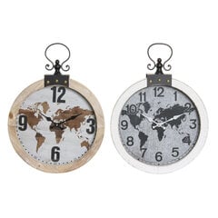 Настенное часы DKD Home Decor 40 x 4 x 54 cm Стеклянный Железо Деревянный MDF Карта Мира (2 штук) цена и информация | Часы | kaup24.ee