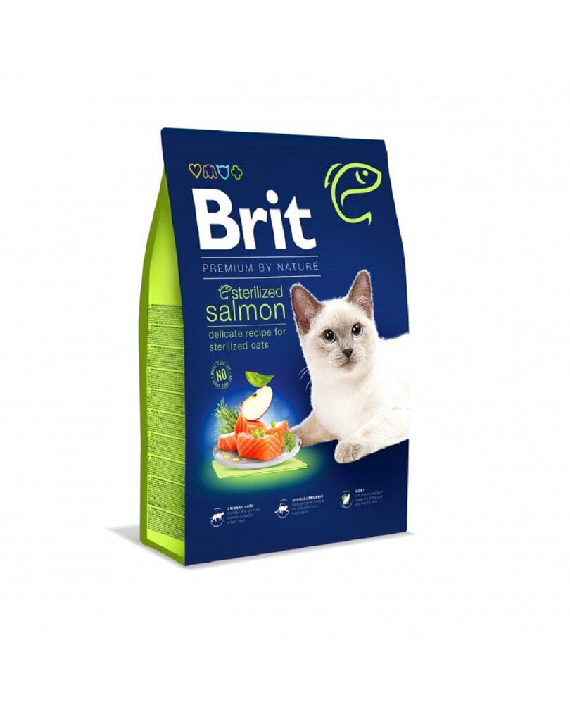 Brit Dry Premium steriliseeritud kassidele koos lõhega, 1,5 kg hind ja info | Kuivtoit kassidele | kaup24.ee