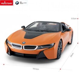 Puldiga auto Rastar BMW i8 1:12, oranž цена и информация | Игрушки для мальчиков | kaup24.ee