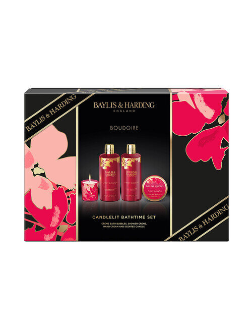 Kinkekomplekt naistele Baylis & Harding Boudiore Cherry Blossom Luxury Candlelit Bathing, 4-osaline hind ja info | Dušigeelid, õlid | kaup24.ee