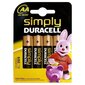 Patareid Duracell Simply, 4tk hind ja info | Patareid | kaup24.ee