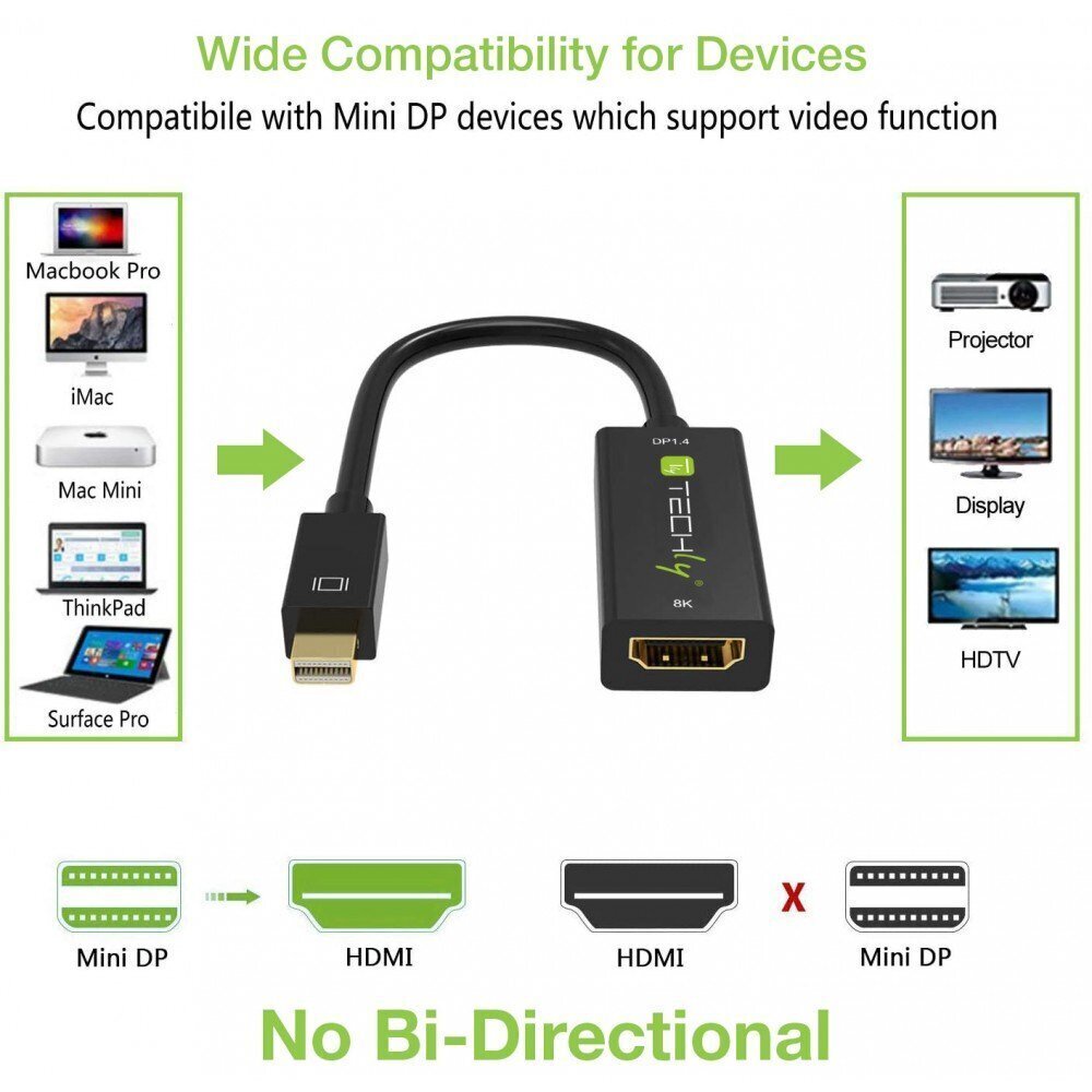 Techly Mini DisplayPort 1.4 Thunderbolt HDMI 8K*30Hz hind ja info | USB jagajad, adapterid | kaup24.ee