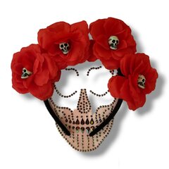 Набор для празднования Хэллоуина: Ободок Frida и стразы для украшения лица, цвет красный цена и информация | Карнавальные костюмы | kaup24.ee