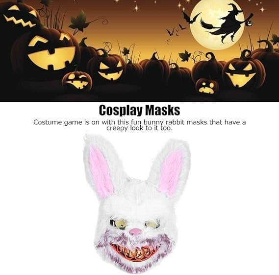 Halloweeni mask jänes (jänku) LED, helendav hind ja info | Karnevali kostüümid | kaup24.ee