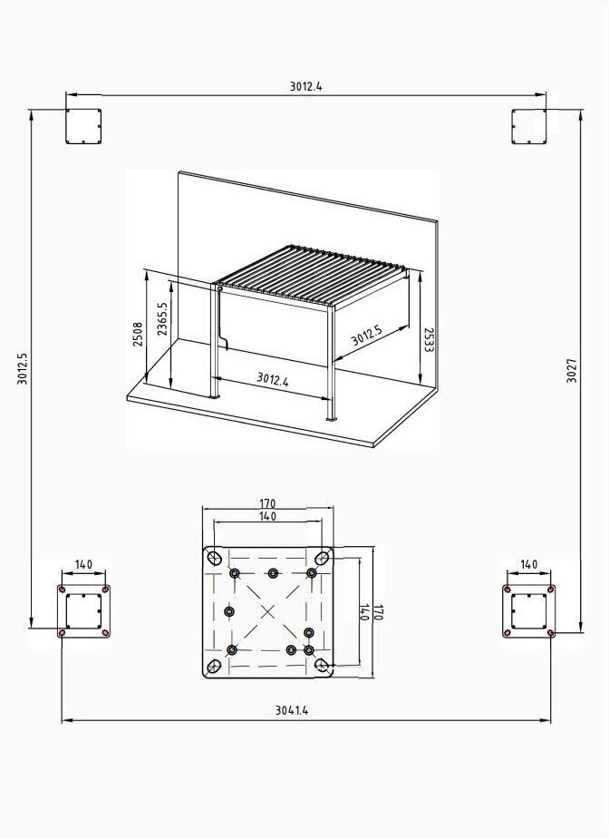 Gazebo Pergola Premium Wall 3x3, antratsiitvärvi hind ja info | Varikatused ja aiapaviljonid | kaup24.ee