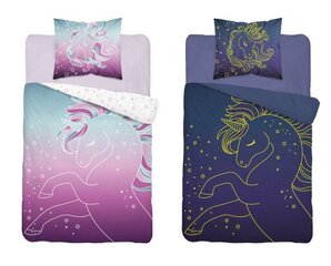 Laste voodipesukomplekt Unicorn, 140x200, 2 osa hind ja info | Beebide ja laste voodipesu | kaup24.ee