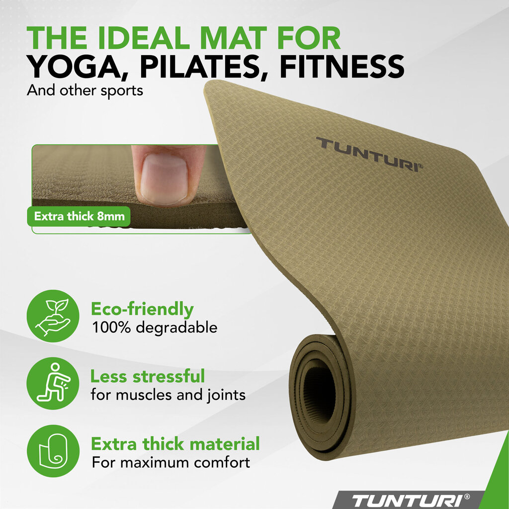 Joogamatt Tunturi Yogamat 8mm, Army Green hind ja info | Joogamatid | kaup24.ee