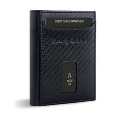 Turvaline õhuke RFID-kaitsega nahast minirahakott Bugatti, õhuke rahakott, kaardihoidja, must süsinik hind ja info | Meeste rahakotid | kaup24.ee