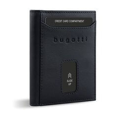 Turvaline õhuke RFID-kaitsega nahast minirahakott Bugatti, õhuke rahakott, kaardihoidja, must nappa hind ja info | Meeste rahakotid | kaup24.ee