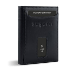 Turvaline õhuke RFID-kaitsega nahast minirahakott Bugatti, õhuke rahakott, kaardihoidja, must hind ja info | Meeste rahakotid | kaup24.ee