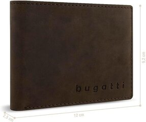 Rahakott klapi ja RFID-kaitsega ehtsast nahast rahakott Bugatti, pruun, vintage hind ja info | Meeste rahakotid | kaup24.ee