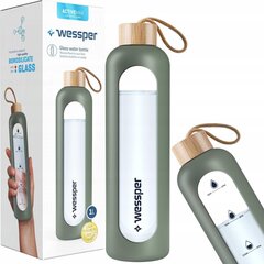 Wessper ActiveMax Crystalline бутылка с силиконовым рукавом 1 л - олива цена и информация | Фляги для воды | kaup24.ee