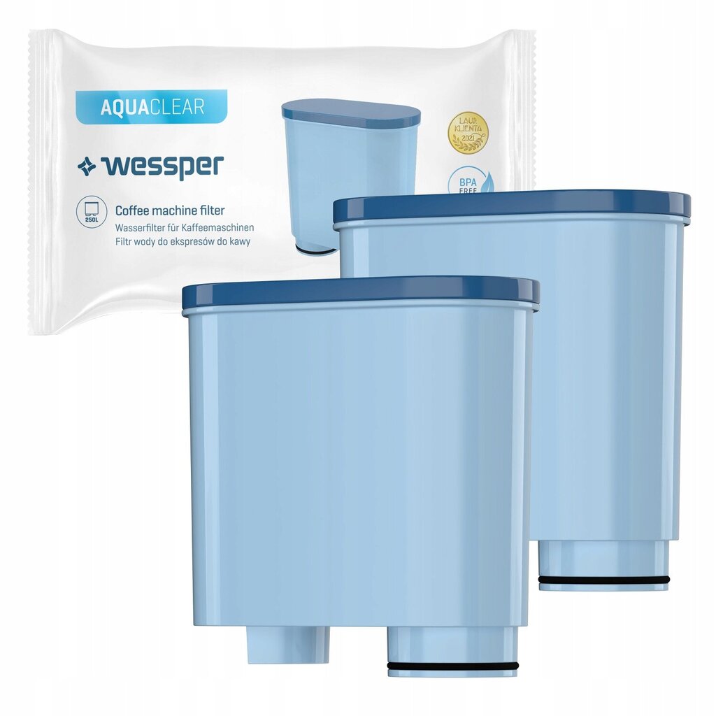 2x Wessper AquaClear veefiltri padrunivahetus Saeco/Philips espressomasinatele (Saeco AquaClean CA6903/00 ja Philips AquaClean CA6903/10) цена и информация | Filterkannud ja filtrid | kaup24.ee