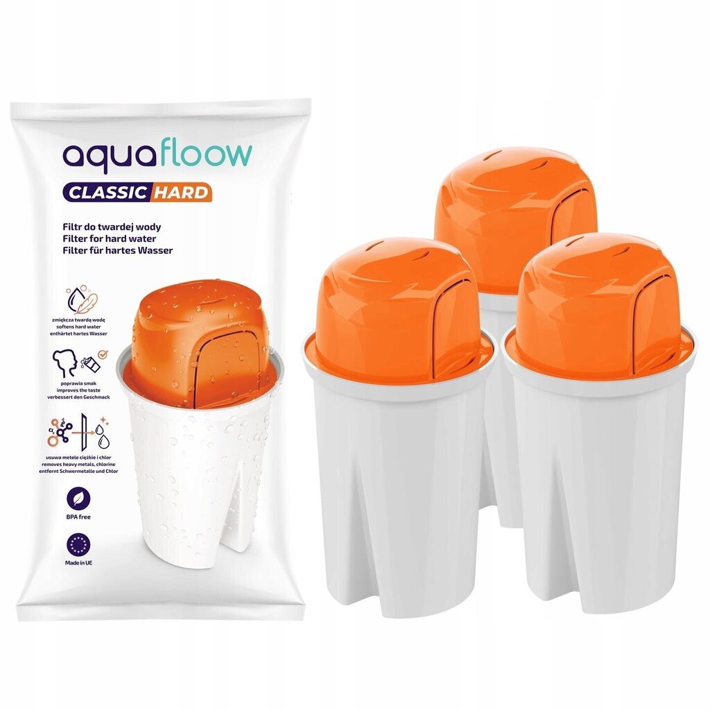 Aquafloow Classic Hard, 3 tk. hind ja info | Filterkannud ja filtrid | kaup24.ee