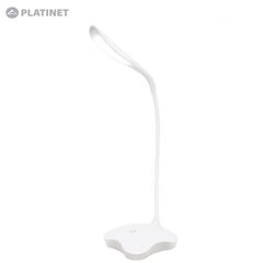 Platinet PDL02W Гибкая 4.5W Led Настольная Лампа 3-уровня стета + Атмосферная подсветка AC USB 5V / 4x AAA Питание Белый цена и информация | Настольные лампы | kaup24.ee