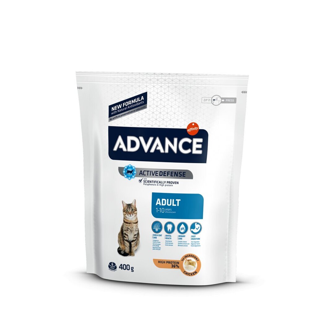 Kuivtoit kassidele ADVANCE Cat Adult kanaliha ja riisiga, 0,4 kg цена и информация | Kuivtoit kassidele | kaup24.ee