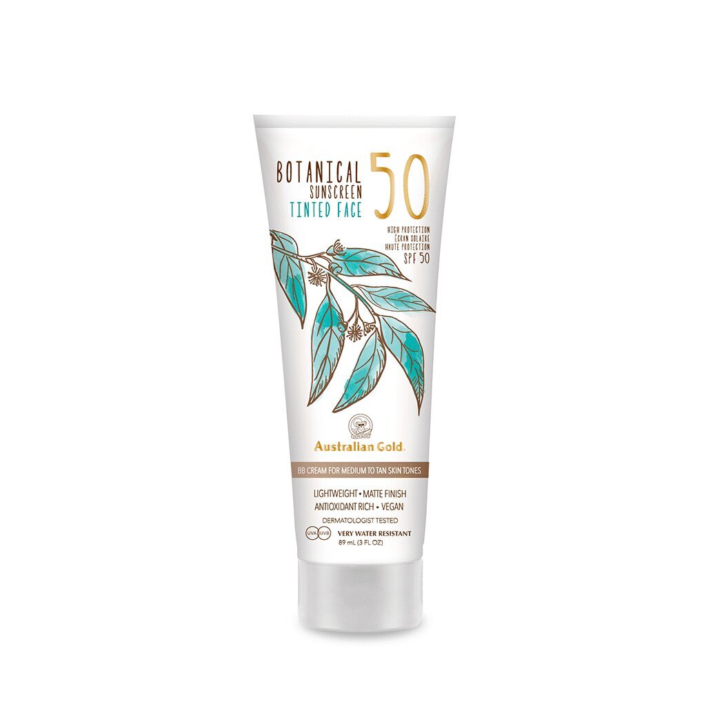 Mineraalne päikesekaitsekreem Australian Gold, Botanical SPF 50 Tinted Face Medium Tan цена и информация | Päikesekreemid | kaup24.ee