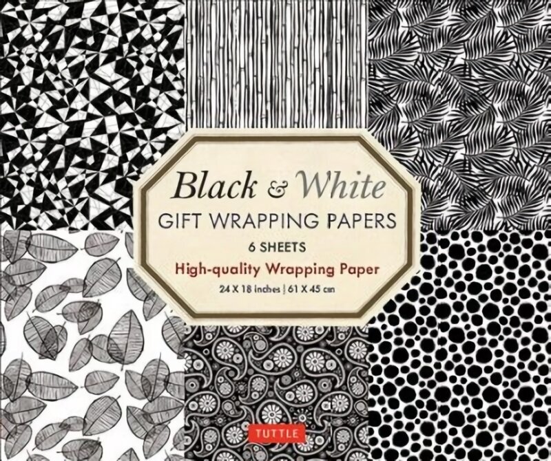 Black and White Gift Wrapping Papers - 6 sheets: 6 Sheets of High-Quality 18 x 24 inch Wrapping Paper цена и информация | Tervislik eluviis ja toitumine | kaup24.ee