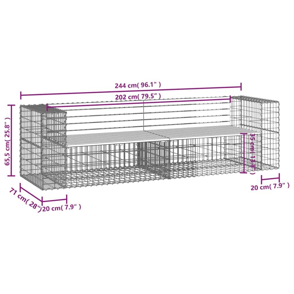 vidaXL gabioonpink, 244 x 71 x 65,5 cm, männipuit цена и информация | Aiapingid | kaup24.ee