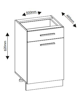 Sahtliga köögikapp Greta 50N1D1S 500x460x820 цена и информация | Köögikapid | kaup24.ee