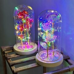 LED Kristallpunane roos kuplis 21 cm цена и информация | Спящие стабилизированные розы, растения | kaup24.ee