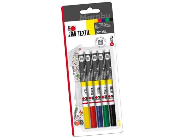 Marker tekstiilile 1-2mm 5tk hind ja info | Kunstitarbed, voolimise tarvikud | kaup24.ee