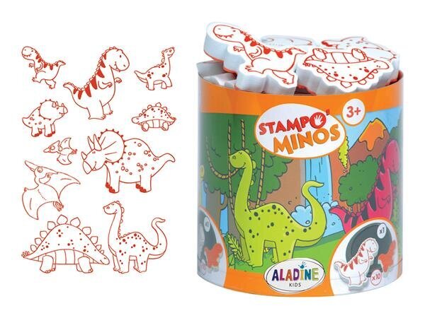 Templite komplekt Aladine Stampo Minos 10tk Dinos + templipadi must hind ja info | Kunstitarbed, voolimise tarvikud | kaup24.ee