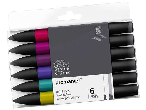 Alkoholi baasil markerite komplekt W&N Promarker, 6tk Rich Tones цена и информация | Kunstitarbed, voolimise tarvikud | kaup24.ee