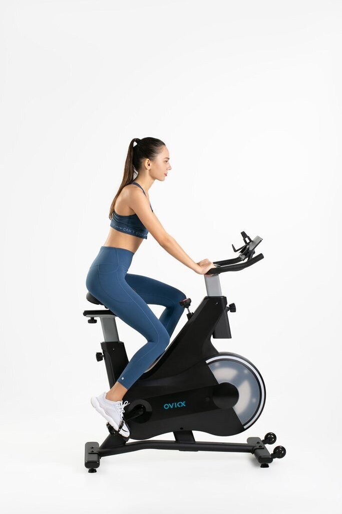 OVICX Spinning jalgratas, magnetiline Q210B must, bluetooth, app hind ja info | Velotrenažöörid | kaup24.ee