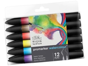 Akvarellmarkerite komplekt W&N Promarker, 12tk hind ja info | Kunstitarbed, voolimise tarvikud | kaup24.ee