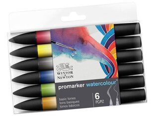 Akvarellmarkerite komplekt W&N Promarker, 6tk цена и информация | Принадлежности для рисования, лепки | kaup24.ee