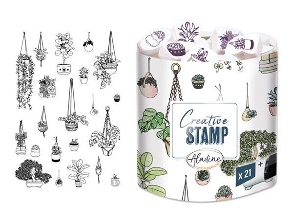 Templite komplekt Aladine Creative Stamp 21tk Plants + templipadi must hind ja info | Kunstitarbed, voolimise tarvikud | kaup24.ee