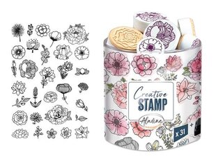 Templite komplekt Aladine Creative Stamp 33tk Flowers, templipadi must hind ja info | Kunstitarbed, voolimise tarvikud | kaup24.ee