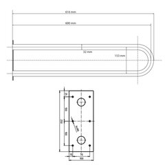 Tugikäepide Handicap tüüp U 600 mm, valge цена и информация | Оборудование для людей с особыми потребностями | kaup24.ee