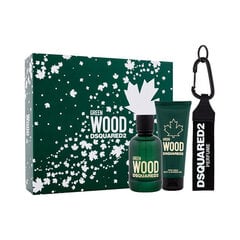 Komplekt meestele Dsquared2 Green Wood: EDT 100 ml + dušigeel, 100 ml + võtmehoidja hind ja info | Meeste parfüümid | kaup24.ee